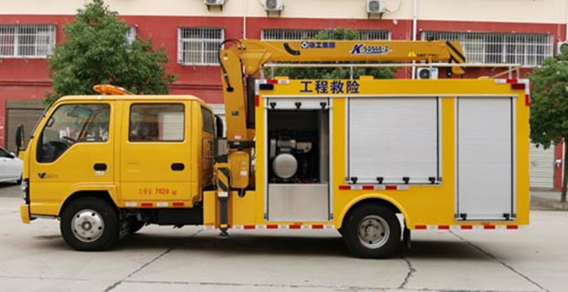 五十鈴600P雙排中部帶吊機工程救險車|搶險工具車|產品|搶險車|排水車|救險車|電源車|排澇車|程力救險車廠家